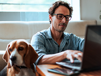 Man checking computer