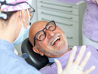 Man attending dental appointment