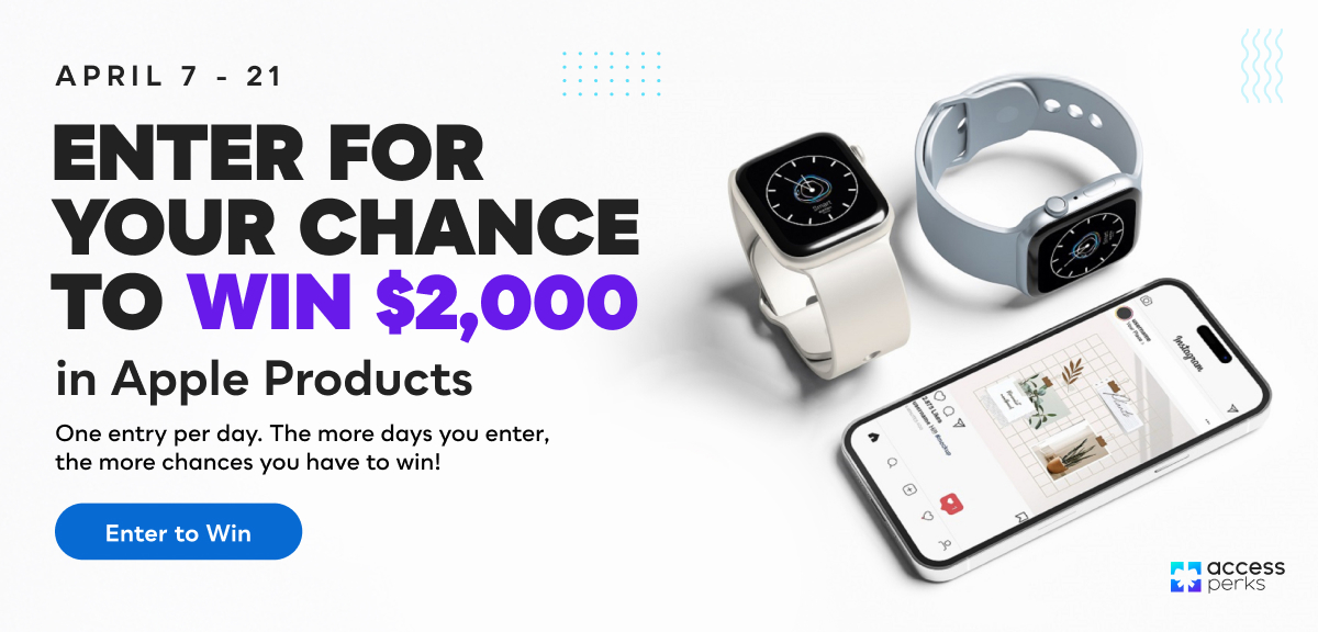 Enter for your chance to win $2,000 in Apple products from April 7 - 21. One entry per day. Log into https://uark.accessperks.com/ to be entered automatically.